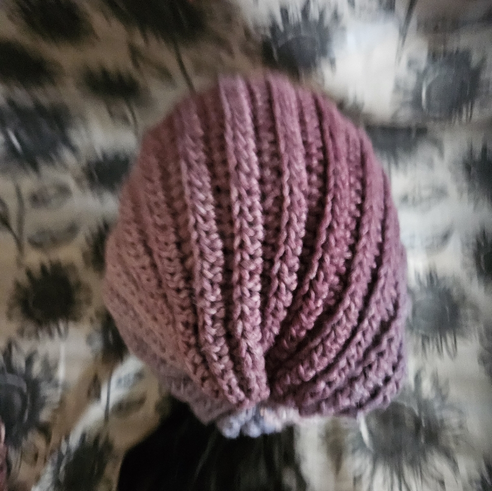 Purple Crochet Handmade Beanie Hat - Picture 5 of 12